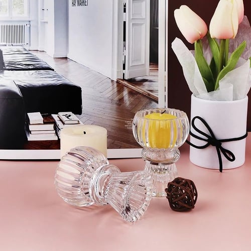 شمعدان حامل شموع زجاج ثنائي 8سم