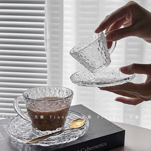 طقم اكواب فاخرة مع الصحون 80مل (6 قطع)