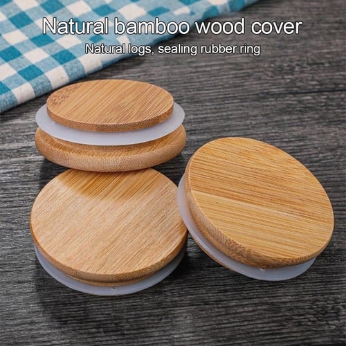 برطمان زجاج غطاء خشبي - قطر 6.5 (متوفر 4 احجام)