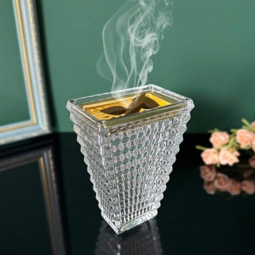 مبخرة زجاج بديكور كريستالي | ارتفاع 14سم