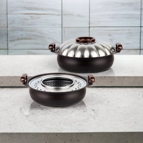 مقلاة زيت وقدر قلي بغطاء معدني زجاجي وصناعة ياباني...