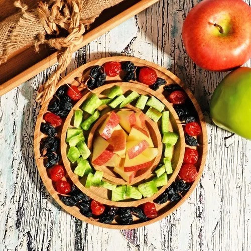 صحن تقديم خشب حلقات 25سم - ارتفاع 1.9سم