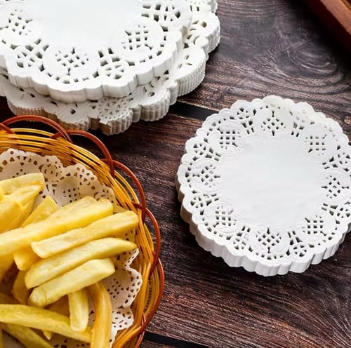 ورق مفارش دانتيل ابيض دائري (متوفر اكثر من مقاس)