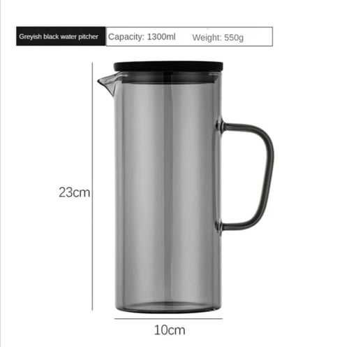 طقم جيك اسطواني رصاصي و 6 كاسات زجاج