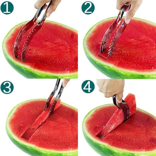 سكين وملقط تقطيع البطيخ إلى شرائح متساوية