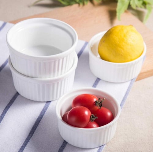 مجموعة صحون سوفليه باللون الابيض (متوفر 3 احجام)