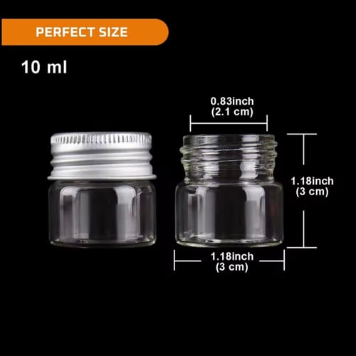 مجموعة قوارير زجاج بغطاء معدني فضي | 12 حبه (متوفر...