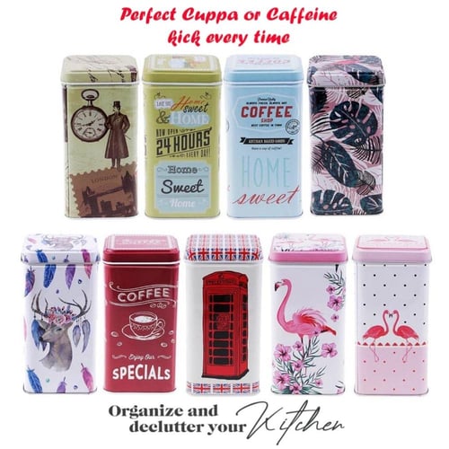 طقم علب معدنية (5 حبات) لتخزين القهوة أو الشاي أو...