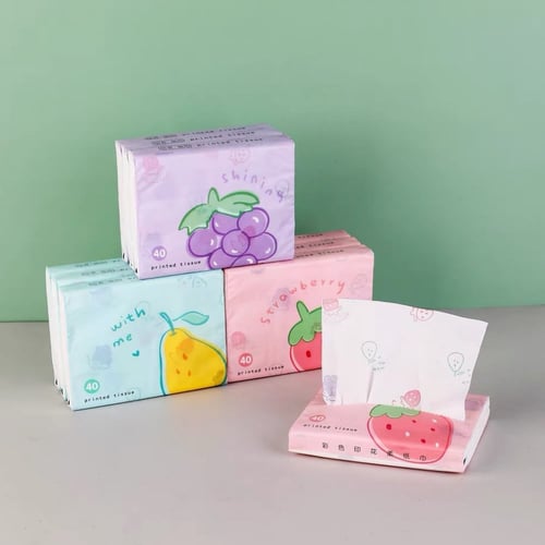 مناديل طلعات ستايل فواكة - 40 منديل - منقوشة