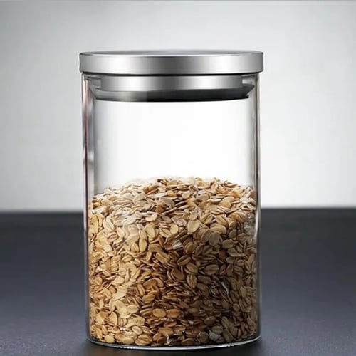 برطمان زجاج غطاء فضي - قطر 6.5 (متوفر 3 احجام)