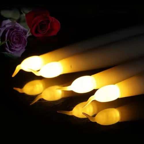شموع بطارية طويلة من 6 قطع مع إضاءة صفراء دافئة