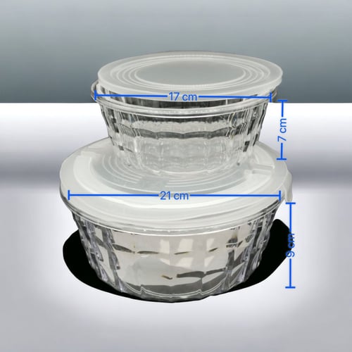 طقم حافظة اكليريك شفافة | 2 قطعة | شكل دائري ومستط...