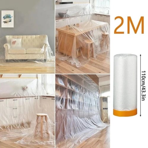 اكياس تغطية وحماية الاثاث مع شريط لاصق | 110cmX20m