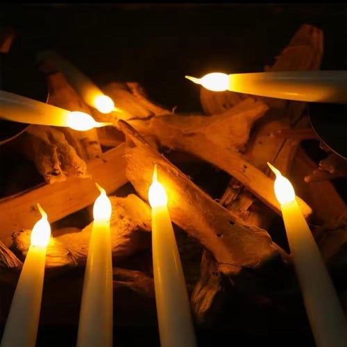 شموع بطارية طويلة من 6 قطع مع إضاءة صفراء دافئة