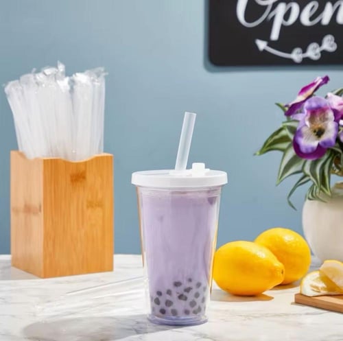 مصاص عصير مستقيم شفاف مغلف 7ملي | طول 230ملي - 180...