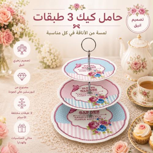 حامل حلويات وكيك مكون من 3 طبقات | مصنوع من البورس...