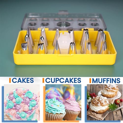 مجموعة اقماع لتزيين الكيك والحلويات - 16 شكل بعلبة