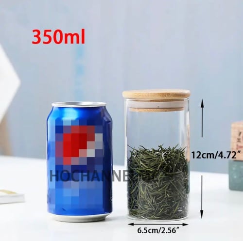 برطمان زجاج غطاء خشبي - قطر 6.5 (متوفر 4 احجام)