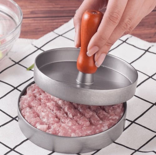 مكبس برجر معدني بمسكة خشب