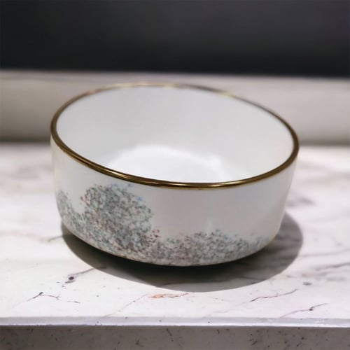 طقم صحون تقديم سيراميك بحد ذهبي (متوفر 7 موديلات)