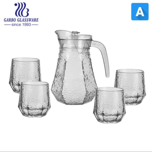 طقم جيك زجاج شفاف مع 6 كاسات (متوفر 3 موديلات)