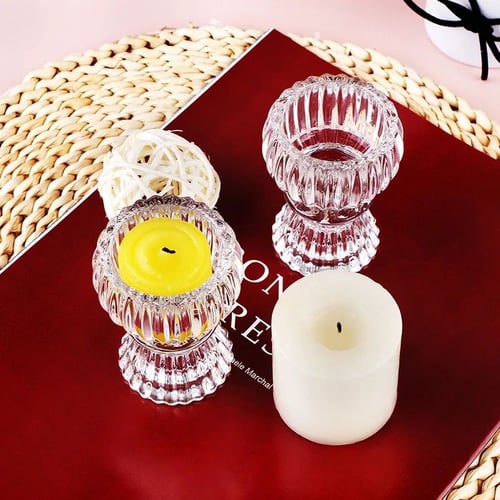 شمعدان حامل شموع زجاج ثنائي 8سم