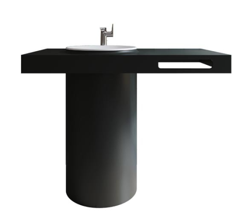 مغسله 115*60*90 ابيض مع عامود اسطواني اسود مطفي تو...