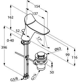خلاط مغسله 530230575 KLUDI AMBA