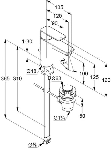 خلاط مغسله كروم KLUDI PURE STYLE 402900575 XL