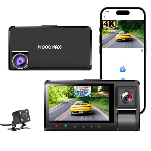 داش كام للسيارة فور كي 4K ثلاثية العدسات امامي خلف...