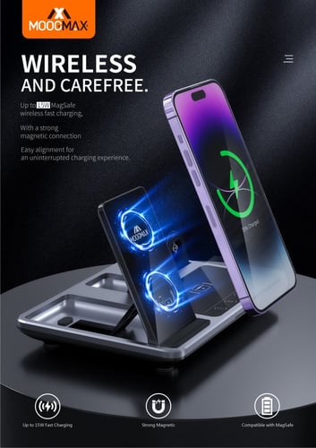 موج ماكس منصة شحن لاسلكي 4 في 1 من موج ماكس