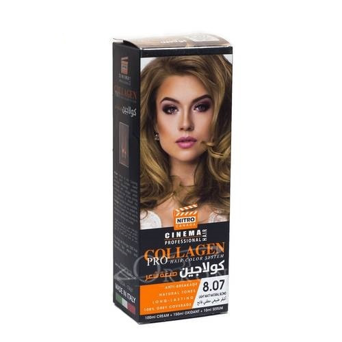 صبغة الكولاجين الايطالية للشعر #8.07 أشقر طبيعي مط...