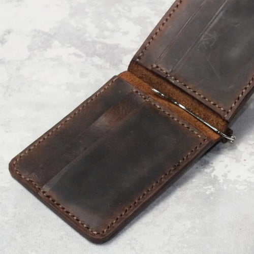 محفظة فاخرة من الجلد الطبيعي الايطالي بني معتق