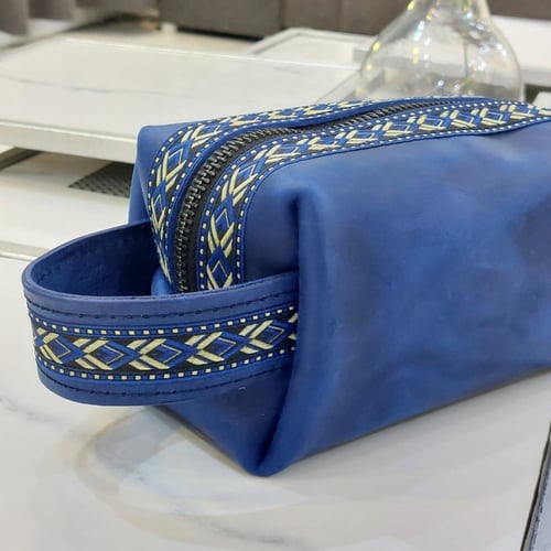 حقيبة يد جلد طبيعي أزرق ملكي