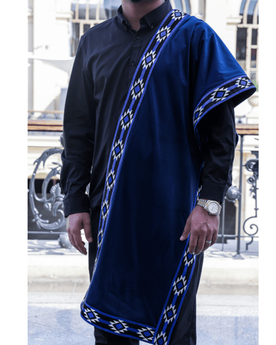 شال مخمل أزرق ملكي