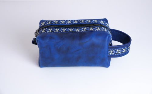 حقيبة يد جلد طبيعي أزرق ملكي