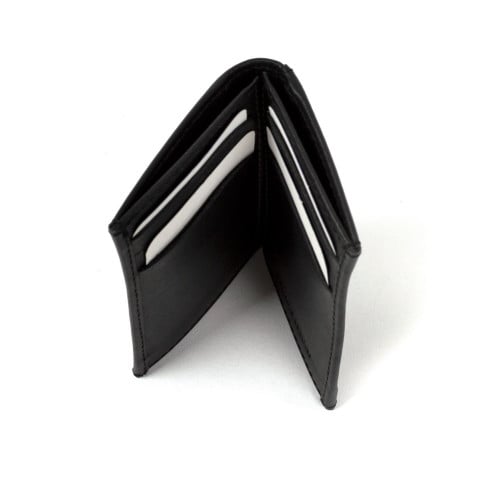 محفظة جلد رجالية باللون الأسود بتسع جيوب