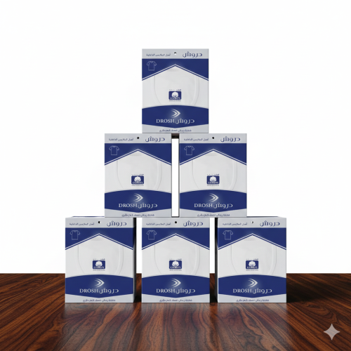 فنيلة رجالي نصف كم دائري دروش (6 حبات)