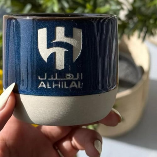 كوب قهوه سيراميك ازرق ليلة العمر كتابه بقاع الكوب...