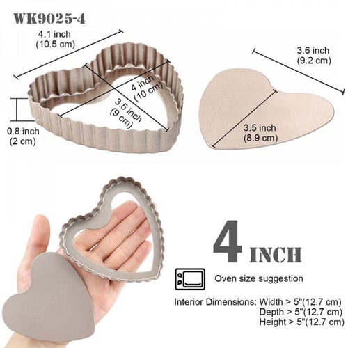 صواني ميني تارت قلب 4 قطع قاعدة قابلة للإزالة - شي...