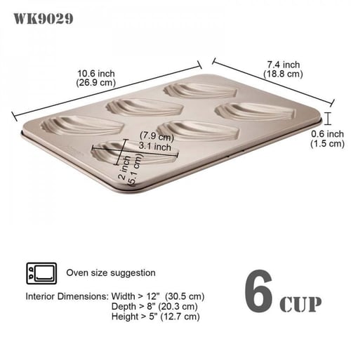 قالب كيك المادلين صغير 27 سم 6 تجويفات - شيف ميد
