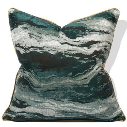 غطاء وسادة اخضر مموج