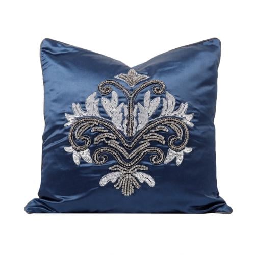 غطاء وسادة ازرق مطرزhandmade