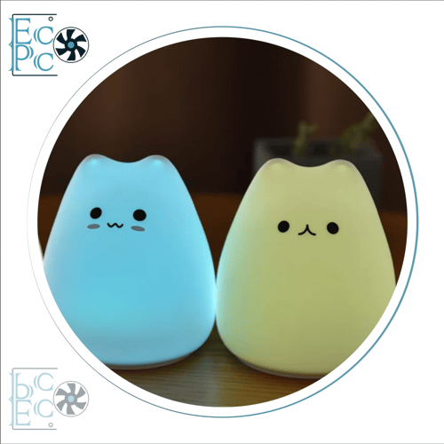 مصباح LED ليلي لطيف باللمس (ابتسامة قطة سيليكون)