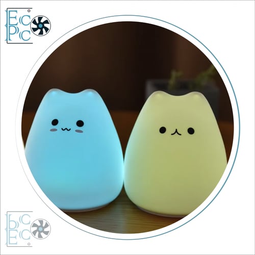 مصباح LED ليلي لطيف باللمس (قطة سيليكون)