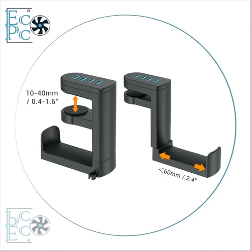 2 في 1 حامل سماعات مع منافذ اربعة USB
