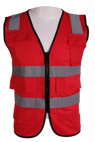 سترة سلامة أحترافية ثقيلة مصممة بجيبوب وسحاب لون أ...