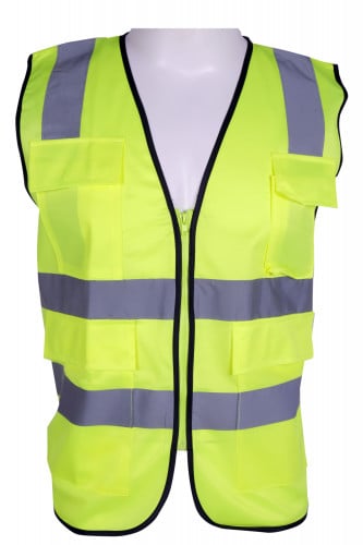 سترة سلامة أحترافية متينة مصممة بجيبوب وسحاب لون ف...