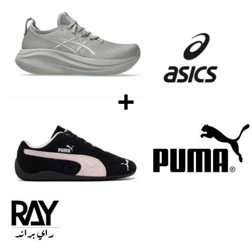 شوز اسيكس نيمبوس ٢٧ رصاصي + بوما وردي