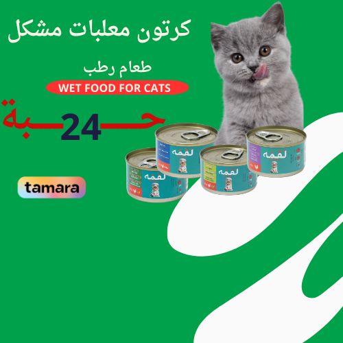 لقمه معلبات للقطط البالغة والصغيرة كرتون معلبات مش...